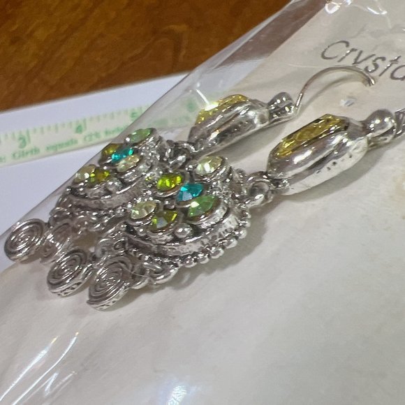 Genuine Austrian Crystal Silver Chandelier Earrings – New, Elegant & Dramatic - Picture 3 of 5